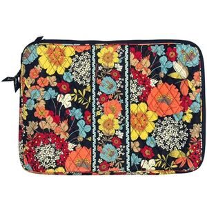 Vera Bradley Happy Snails Padded Laptop Sleeve Case Bag Quilted Floral Zip